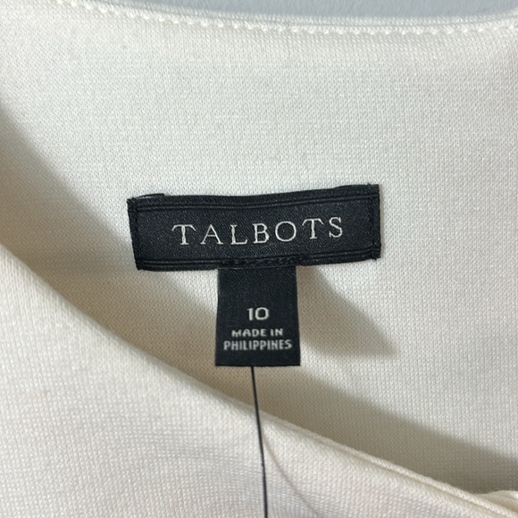 NWT Talbots Ponte Dress Classic Black White Short Sleeve Sheath Knit Sz 10 - Picture 4 of 9